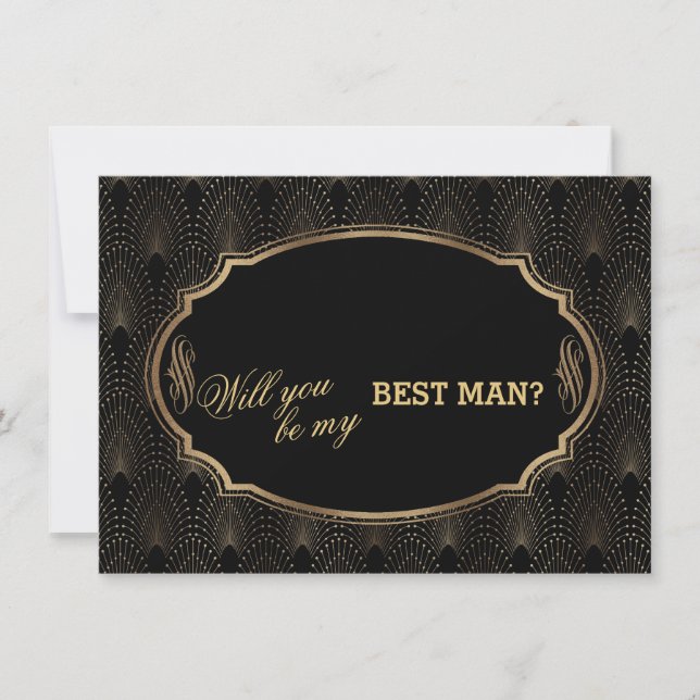 Invitation Charme Great Gatsby Art Déco Mariage BEST MAN (Devant)