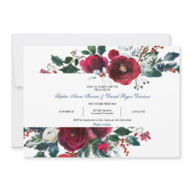 Charme Hiver Bourgogne Floral Pine Frame Mariage