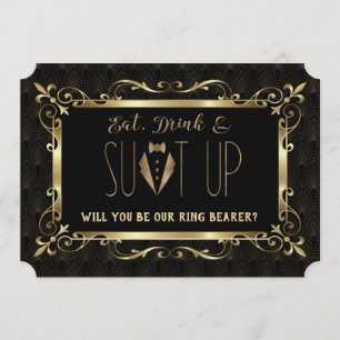 Invitation Charme Roaring 20s Or Art Déco Porte-Alliance