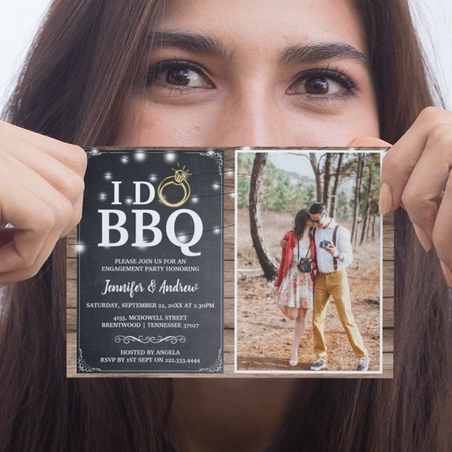 Invitation Charme Rustique 'JE FAIS DU BBQ' Fête de Fiançaill (Créateur téléchargé)
