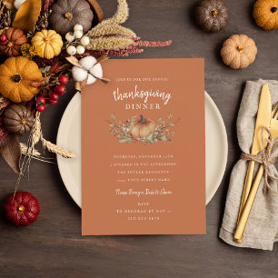 Invitation Charming Citrouille d'automne Thanksgiving Dîner I