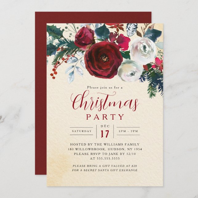 Invitation Charming Festive Foliage Christmas Party   (Devant / Derrière)