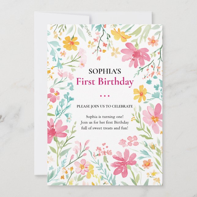 Invitation Charming Floral Premier anniversaire (Dos)