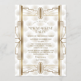 Invitation Charming Gold Great Gatsby Art Déco fête du Nouvel