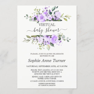 Invitation Charming Lavender Flowers Baby shower virtuel
