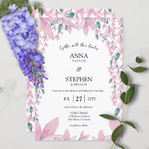 Invitation Charming Moderne Mariage rose Wisteria Floral