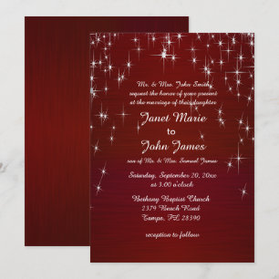 Invitation Charming Star Struck Mariage Rouge Bourgogne