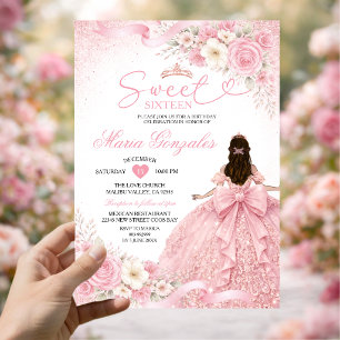 Invitation Charra Florale Rose Poussiéreux Princesse Sweet Se