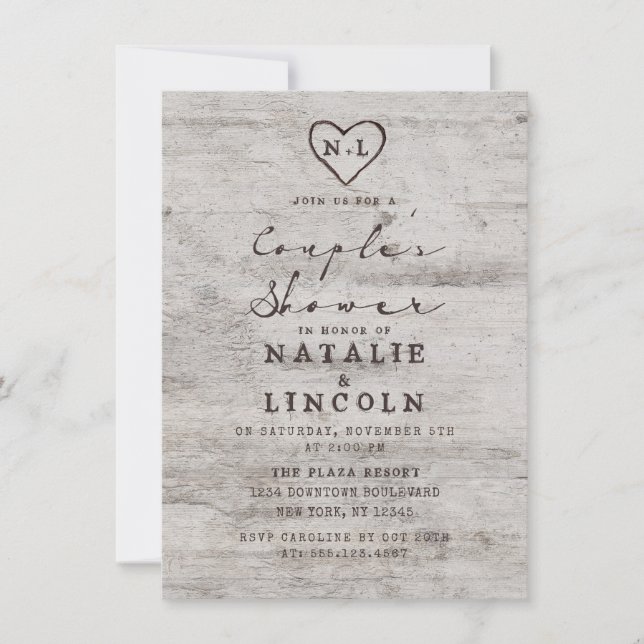 Invitation Charrettes sculptées Wedding shower de Rustic Coup (Devant)