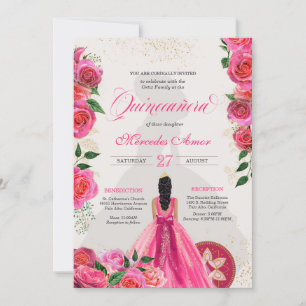 Invitation Charro Charro Hot rose Rose Quinceanera Ouest
