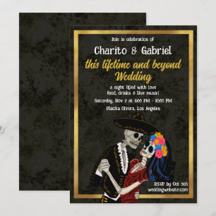 Invitation Charro et Catrina Crânes à sucre Mariage dansant