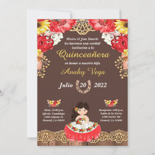 Invitation Charro Roses Rouges, Hacienda, Tourneso