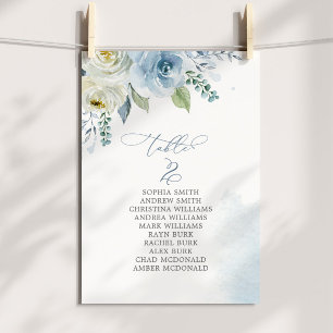 Invitation Chartre de table Fleurs Bleu Poussiéreux Numéro 2