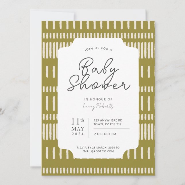 Invitation Chartreuse Beige Striped Sexe Neutre (Devant)