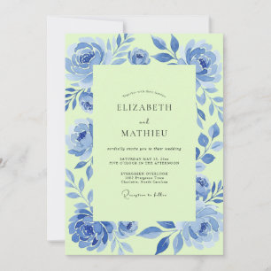 Invitation Chartreuse de Bleuet Pétales de Mariage