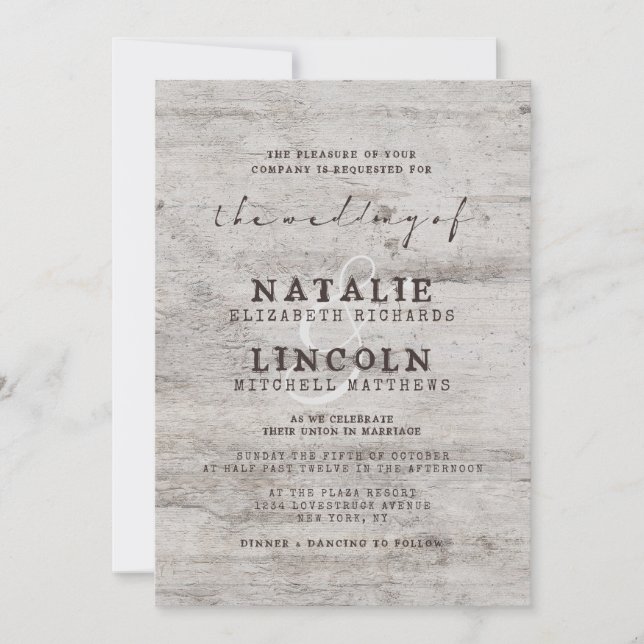 Invitation Chartreuse sculptée Mariage de bouleau rustique (Devant)