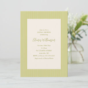 Invitation Chartreuse Stripte Élégante pour une Baby Shower d