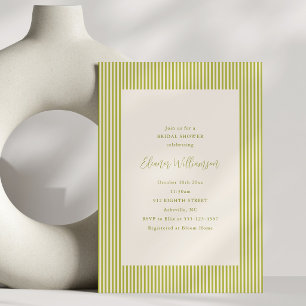Invitation Chartreuse Stripte Élégante pour une Baby Shower d