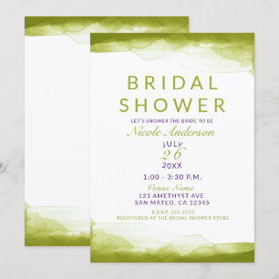 Invitation Chartreuse Vert Aquarelle Fête des mariées chic