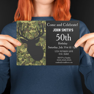 Invitation Chasse Anniversaire aux cerfs adultes robustes