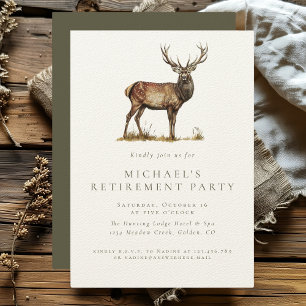 Invitation Chasse au cerf retraite élégante fête rustique