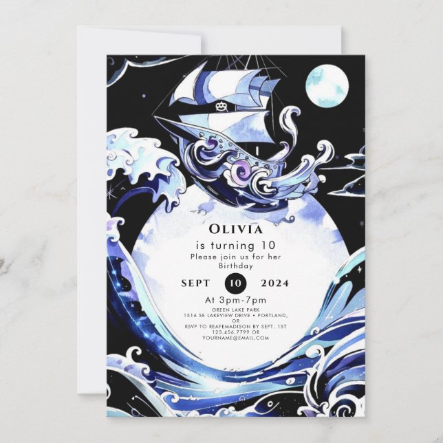 Invitation Chasse au trésor Boho Pirate Anniversaire (Devant)