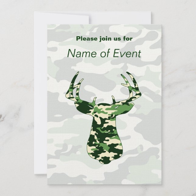Invitation Chasse aux cerfs Camo Buck (Devant)