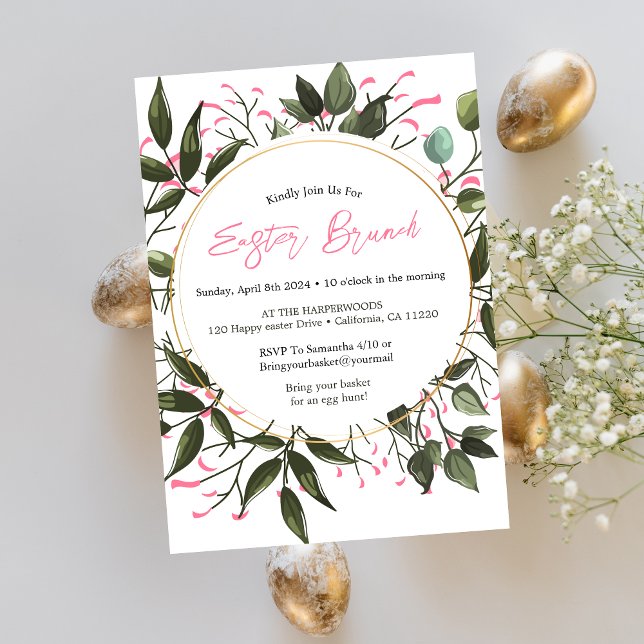 Invitation Chasse aux oeufs de brunch de pâques à l'aquarelle (Créateur téléchargé)