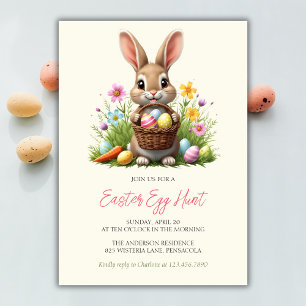 Invitation Chasse aux oeufs de lapin de lapin de lapin de Pâq