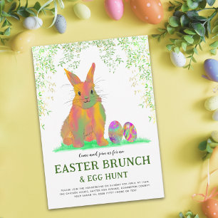 Invitation Chasse aux oeufs de lapin de Pâques et Brunch