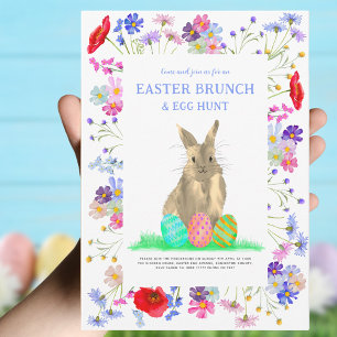 Invitation Chasse aux oeufs de lapin de Pâques et Brunch
