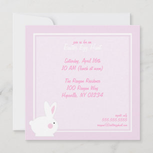 Invitation Chasse aux oeufs de lapin rose de Pâques Invitatio
