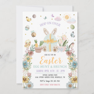 Invitation Chasse aux œufs de Pâques au lapin pastel