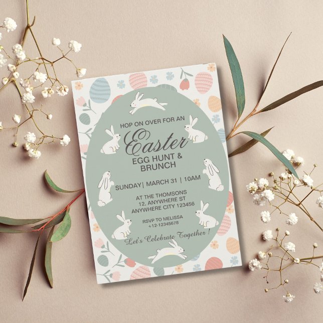 Invitation Chasse aux oeufs de Pâques aux lapins de printemps (Créateur téléchargé)