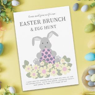 Invitation Chasse aux œufs de Pâques Brunch printanier Lapin