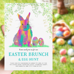 Invitation Chasse aux œufs de Pâques Brunch printanier Lapin