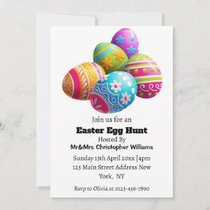 Invitation Chasse aux oeufs de Pâques colorée personnalisée