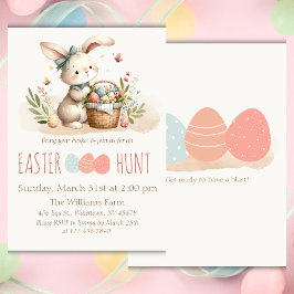Invitation Chasse aux oeufs de Pâques Cute Bunny