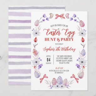 Invitation Chasse aux oeufs de Pâques Fête d'anniversaire