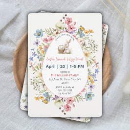 Invitation Chasse aux œufs de Pâques florale de printemps et