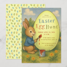 Chasse aux œufs de Pâques Peinture de lapin mignon