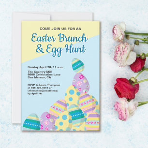 Invitation Chasse aux oeufs de Pâques personnalisée printemps