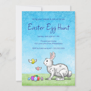 Invitation Chasse aux œufs du lapin de Pâques