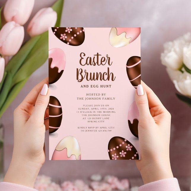 Invitation Chasse Aux Oeufs Et Brunch De Pâques (Cute Egg Hunt And Easter Brunch Invitation)