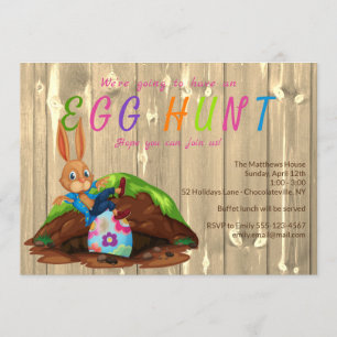 Invitation Chasse aux oeufs moderne lapin de Pâques Personnal