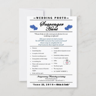 Invitation Chasse aux photos de mariage