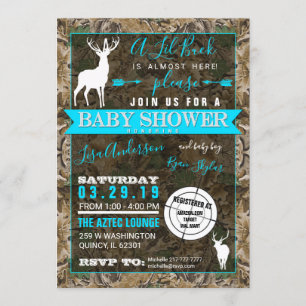 Invitation Chasse Camo Boy Baby shower Buck