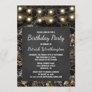 Invitation Chasse Camo Chalkboard Anniversaire Fête Invitatio