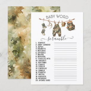 Invitation Chasse Camo Clothesline Baby Word Scramble