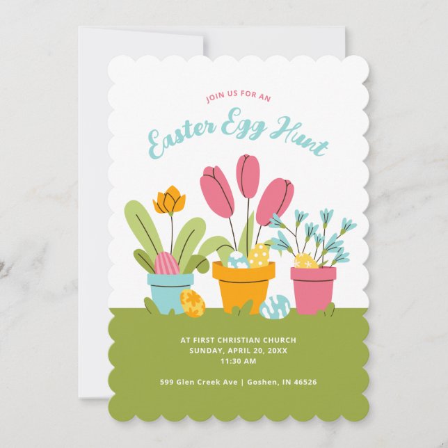 Invitation Chasse communautaire aux oeufs de Pâques (Devant)